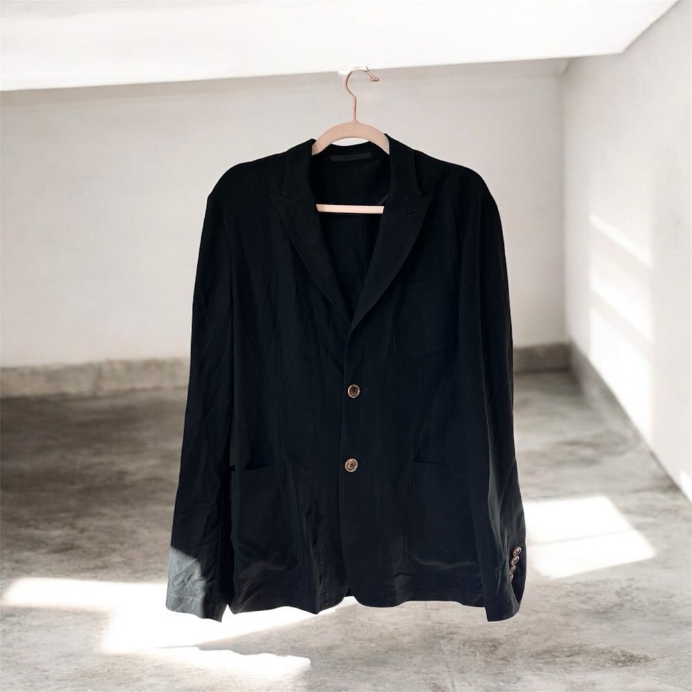 Giorgio Armani Black Cupro Women’s Lightweight Blazer Jacket – Size 48R